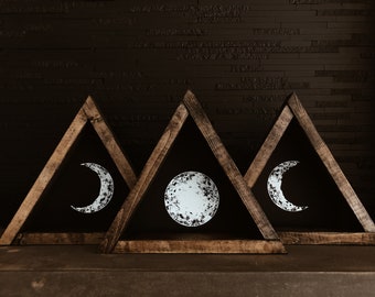 Moon Trio - wood signs