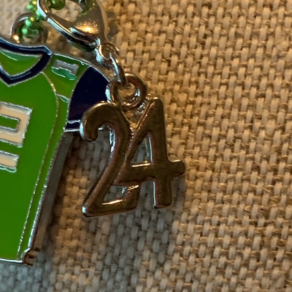Rhodium Plated Sport Number Charm #24,