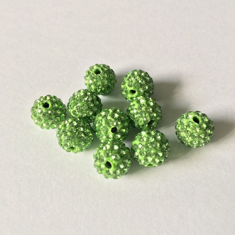 Rhinestone Shamballa Beads Green Qty 20 sizes 46 & 8mm Etsy