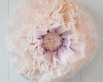 Champagne paper flower, giant hand-dyed flower in pink champagne and lilac,  Wedding Decoration paper flower backdrop, paper pompom flower