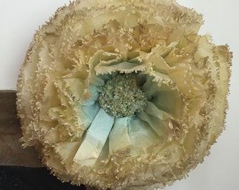 Mint and Gold paper flower with gold glitter and mint centre -giant hand-dyed peony pom  Wedding Decoration paper flower Flower wall