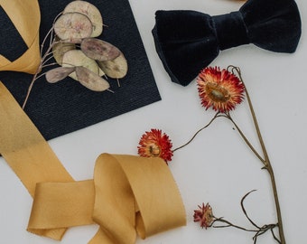 Silk Ribbon: Hand-dyed Silk ribbon;, mustard silk ribbon,  wedding bridal bouquet; 100% pure silk ribbon ,mustard silk ribbon UK