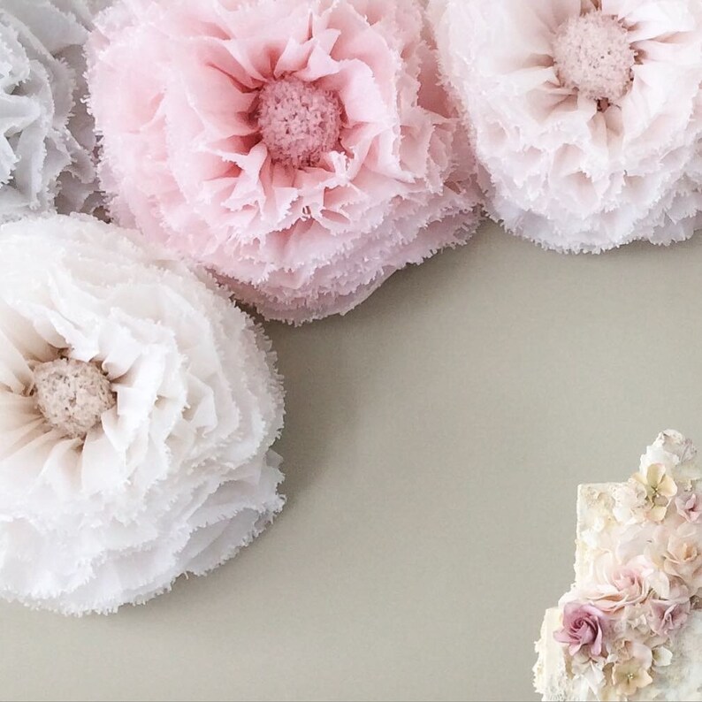Blush Paper Flowers Handdyed Giant Paper Flower Backdrop Etsy