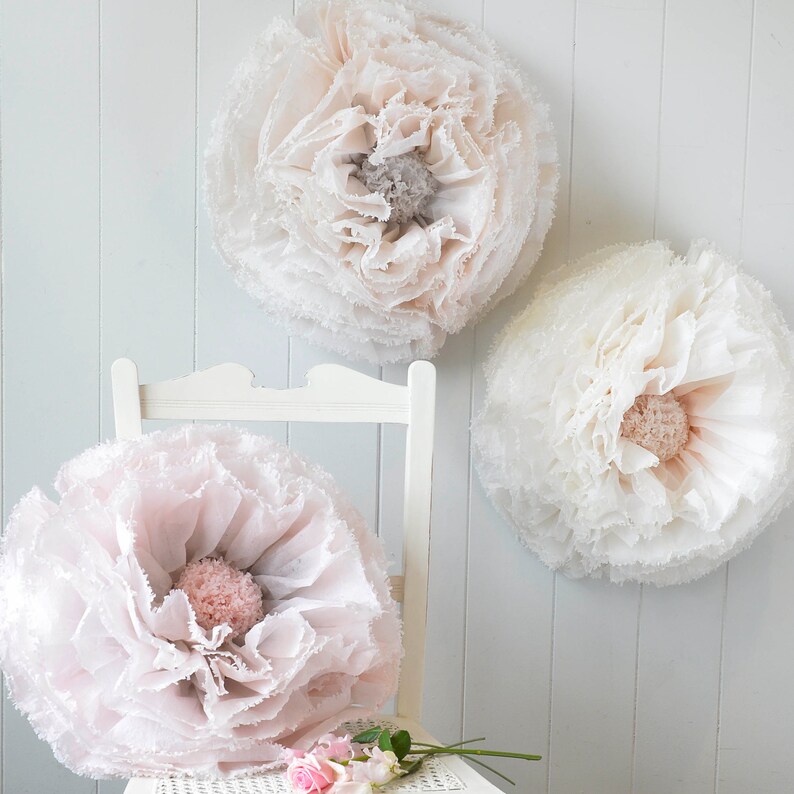 Blush Paper Flowers Handdyed Giant Paper Flower Backdrop Etsy