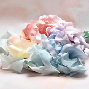 silk ribbon styling bundles , hand dyed silk ribbon for crafting, wedding styling or flatlays image 6
