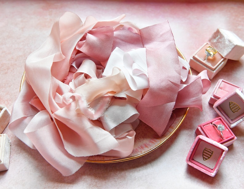 silk ribbon styling bundles , hand dyed silk ribbon for crafting, wedding styling or flatlays image 4