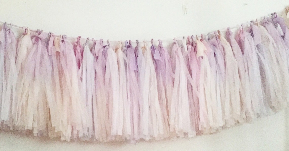 Lilac and Pink Champagne Ombré Hand-dyed Tissue Tassel Garland - Etsy