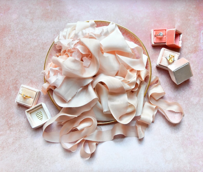 silk ribbon styling bundles , hand dyed silk ribbon for crafting, wedding styling or flatlays image 2
