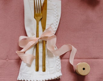 Zijden lint: handgeverfd zijden lint;, blush zijden lint, bruiloft bruids boeket; 100% zuiver zijdelint, zijdelint UK
