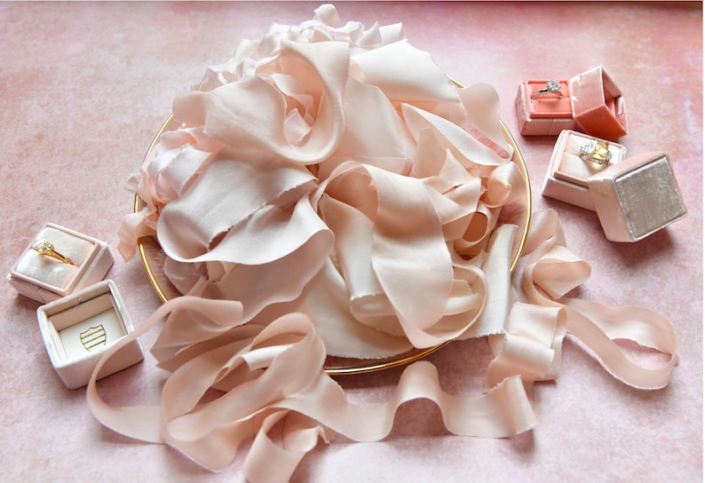 silk ribbon styling bundles , hand dyed silk ribbon for crafting, wedding styling or flatlays image 3