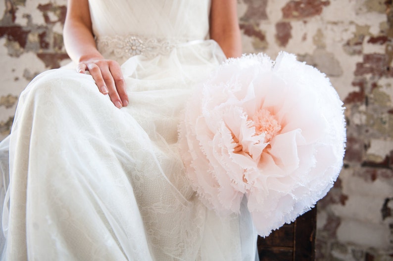 Blush paper flower, giant hand-dyed peony shades of dove grey, blush, ivory, champagne, Wedding Decoration paper flower backdrop UK image 4