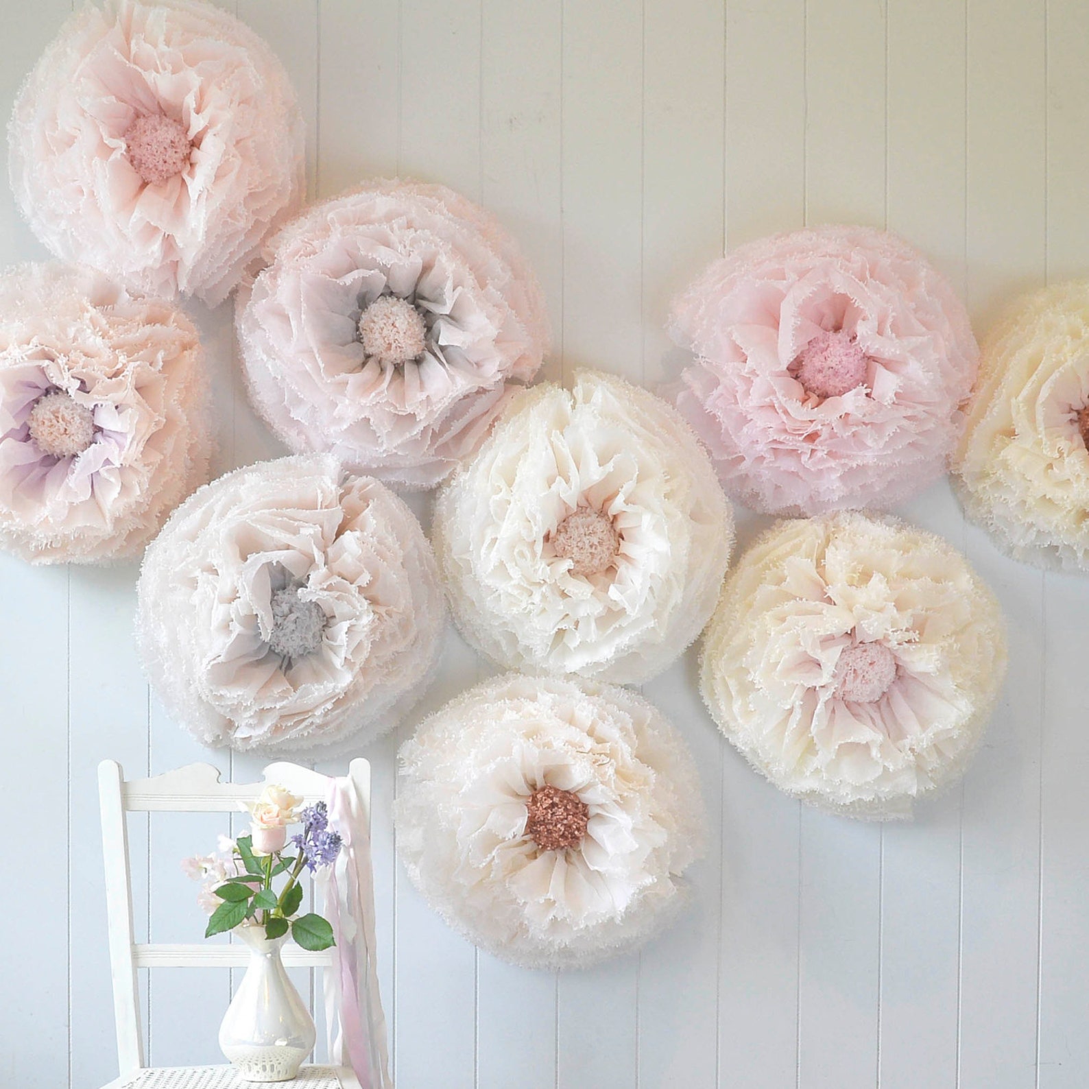 Blush Paper Flowers Handdyed Giant Paper Flower Backdrop Etsy