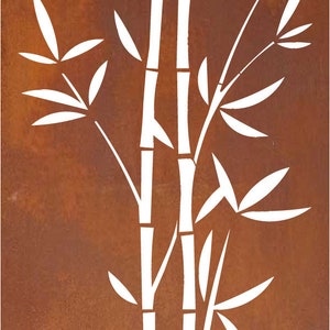 Corten Laser Cut Bamboo Design decorative Metal Wall Art 800x400mm