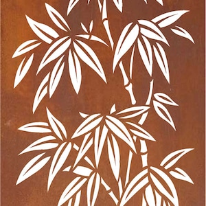 corten Laser Cut Bamboo 3 Design decorative Metal Wall Art 800x400mm