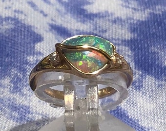 14k Yellow Gold Australian Opal Women’s Ring