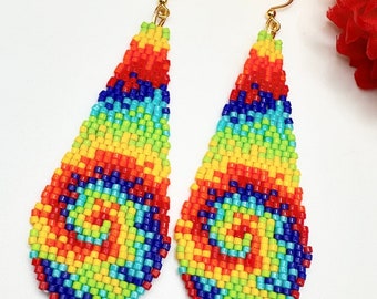 Waves of Color Brickstitch Earrings