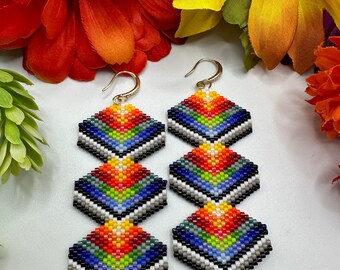 Stacked Geometry Brick Stitch Earrings