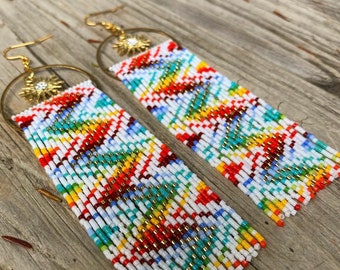 Waves of a Rainbow Fringe Earrings