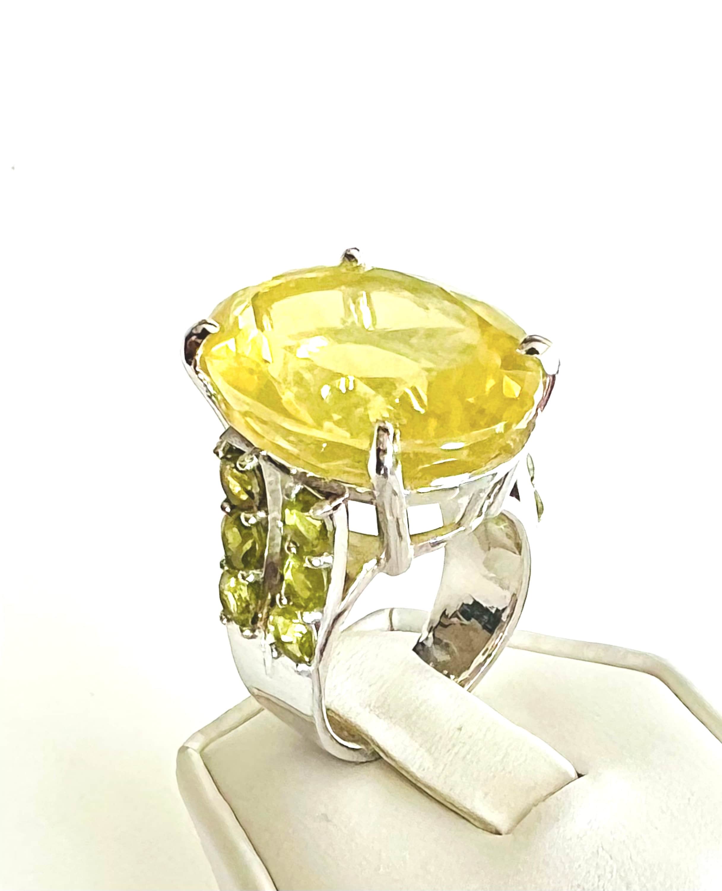 Large yellow stone ring sale
