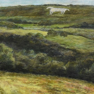 The White Horse of Kilburn North Yorkshire Landscape Fine Art Giclée Signed Print of Chalk Horse Geoglyph Hambleton Hills North Yorks Moors