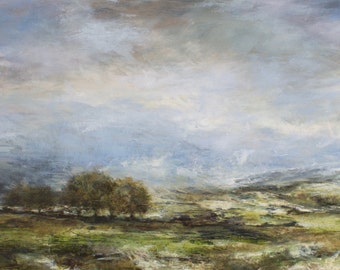 Yorkshire Dales Giclée Fine Art Print Castle Bolton Wensleydale in Spring View Across Fields from Original Landscape Oil Painting