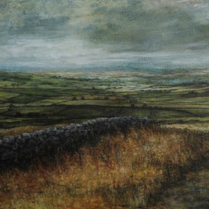 Yorkshire Dales Signed Fine Art Giclée Wall Print, Patchwork Fields of Original Oil Atmospheric English Landscape Painting North Yorkshire