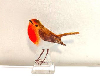 Cute Robin Handmade Fused Glass