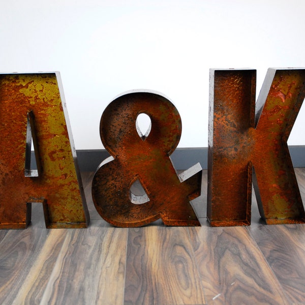 20" / 50cm Rusted Metal Letters Vintage Old Sign Letters All Characters Available - Hand Made in UK