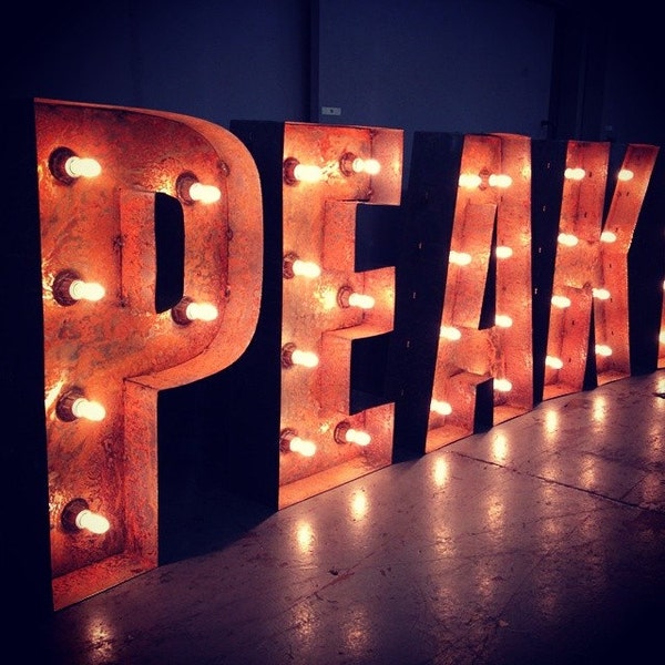 20" / 50cm Tall Rustic Industrial Style Metal Letter Lights. Custom Made In Great Britain - All Characters Available
