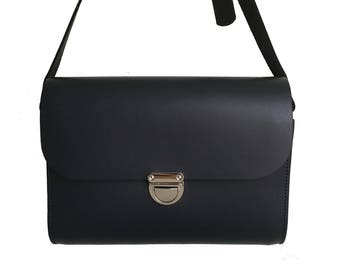 Navy Blue Leather Clutch Bag - Handmade UK - Ledertasche Damen - Small Blue Bag - Blue Clutch - Small Blue Purse - Schultertasche