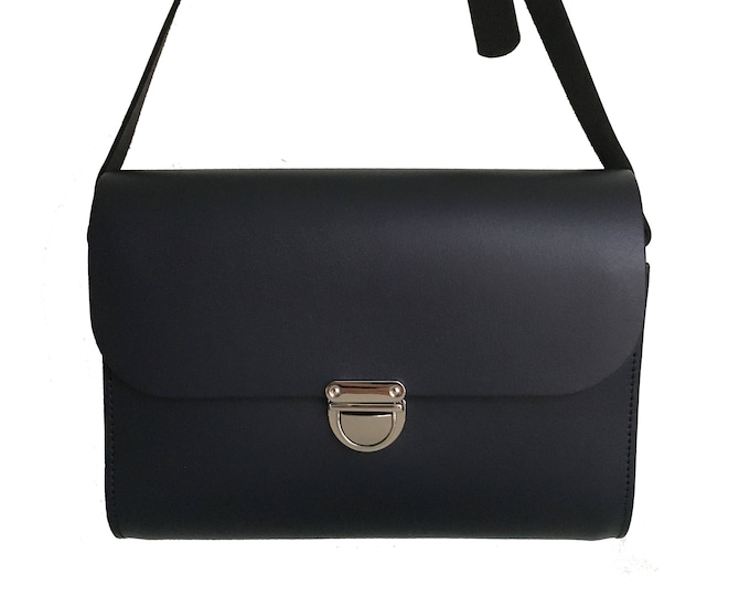 Navy Blue Leather Clutch Bag