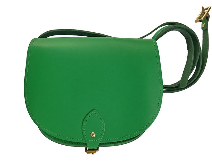 Bright Green Leather Saddle Bag Handmade in Uk Green Bag Etsy