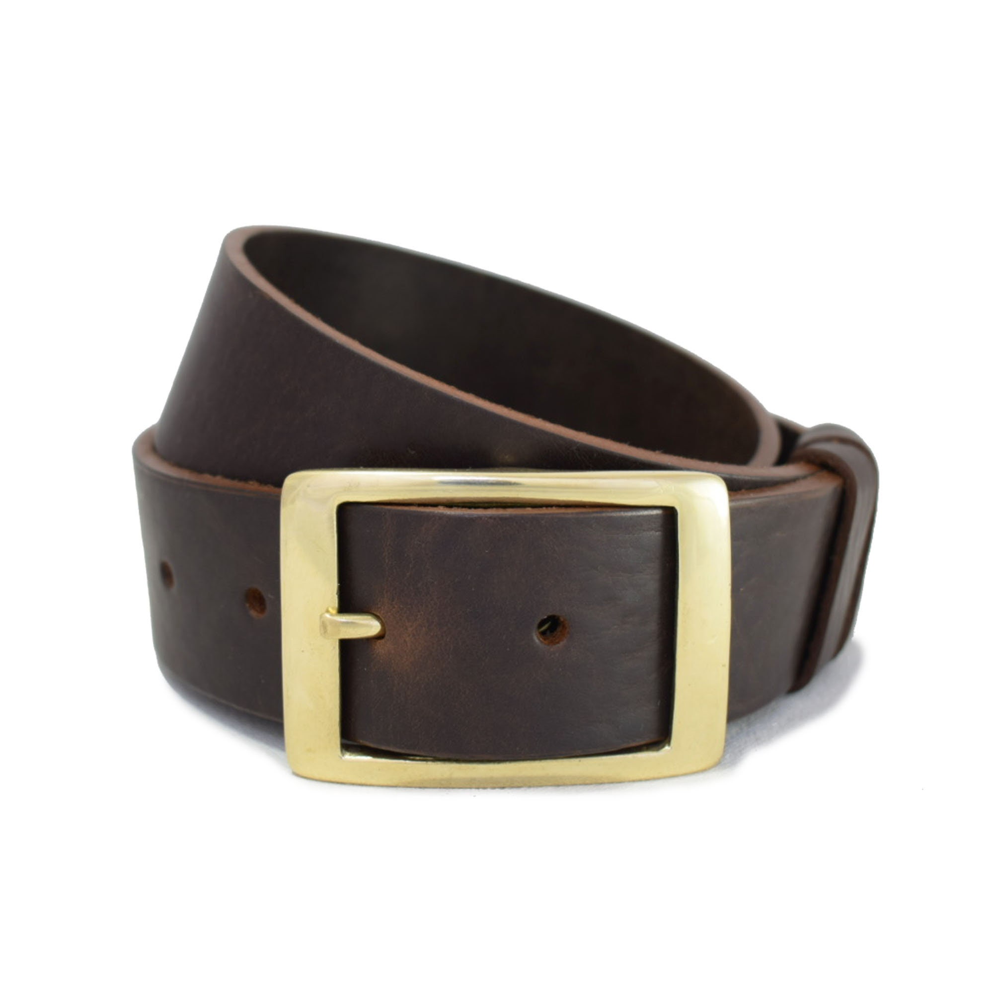 Rectangle Buckle Leather Belt - 1 1/2 Inch Belt - Handmade