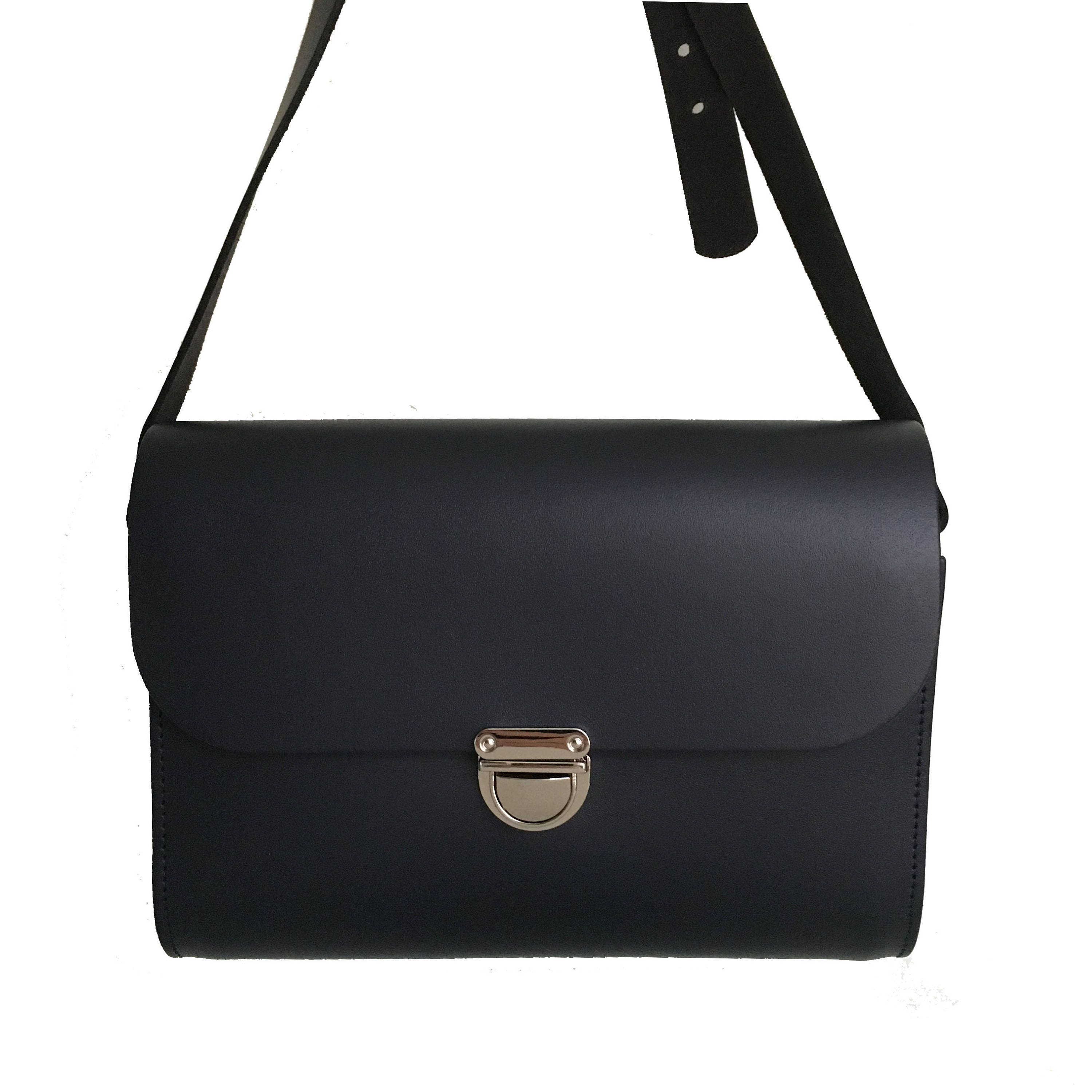 Navy Blue Leather Clutch Bag