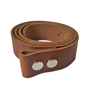 1 1/2 Inch Leather Belt Brown - Guy Gift - No Buckle - Handmade - Snap on Strap - Tan Belt - Celtic Belt - Gift Western Belt without Buckle