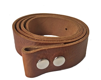 1 1/2 Inch Leather Belt Brown - Guy Gift - No Buckle - Handmade - Snap on Strap - Tan Belt - Celtic Belt - Gift Western Belt without Buckle