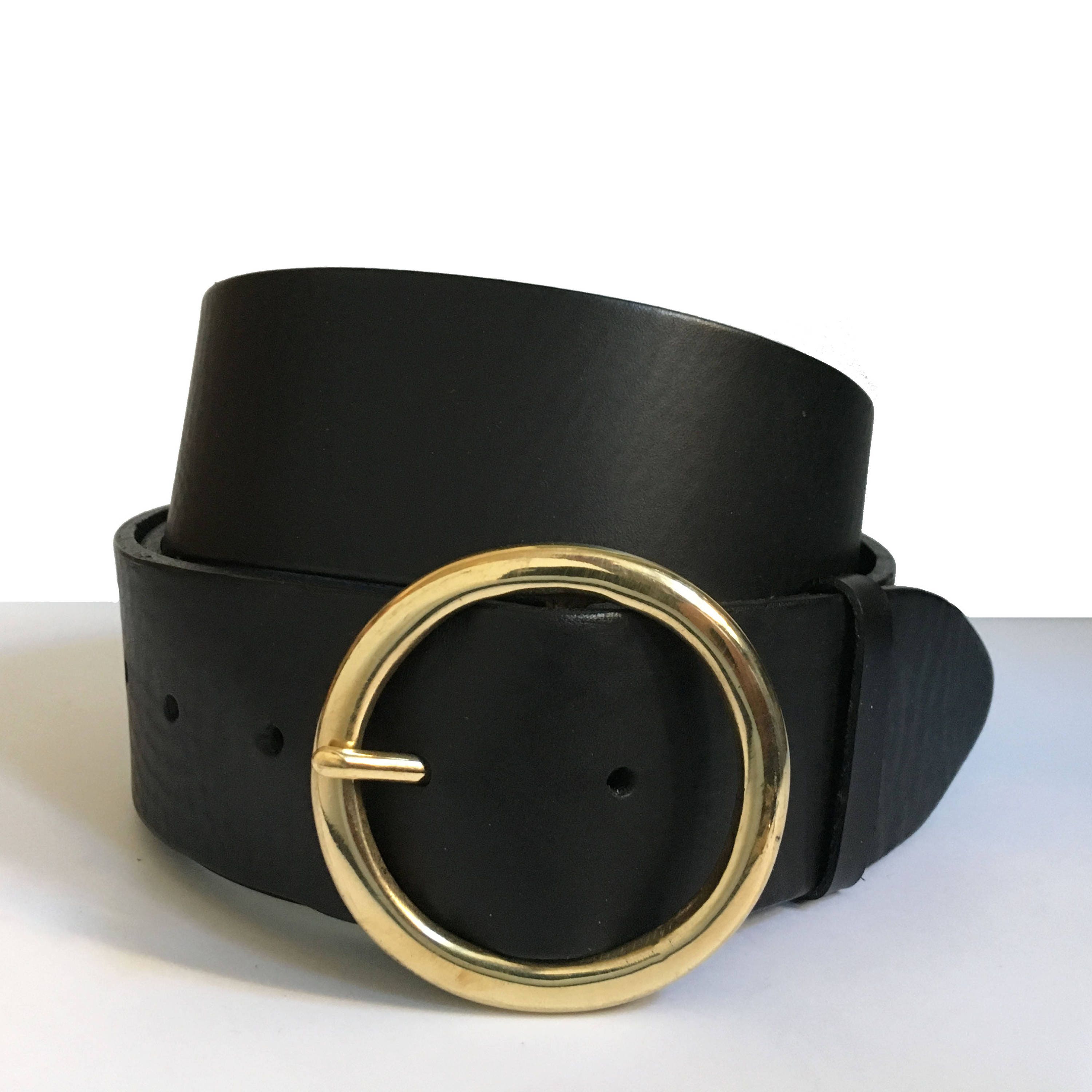 New B-low the Belt black wide belt with gold round circle buckle. L/XL B-LOW THE BELT | The Lyra Belt - Black – Scarlet Clothing main image 4