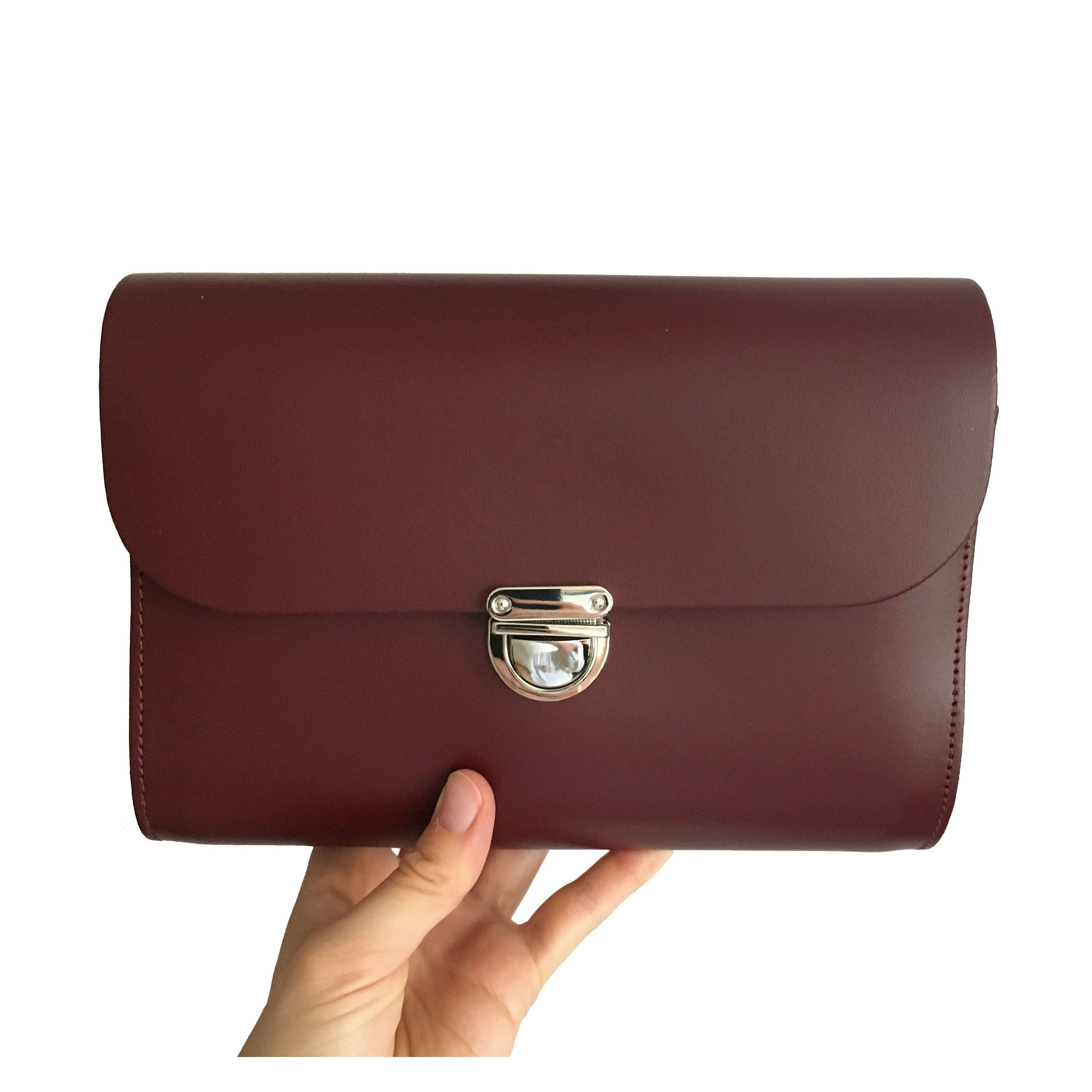 burgundy book bag