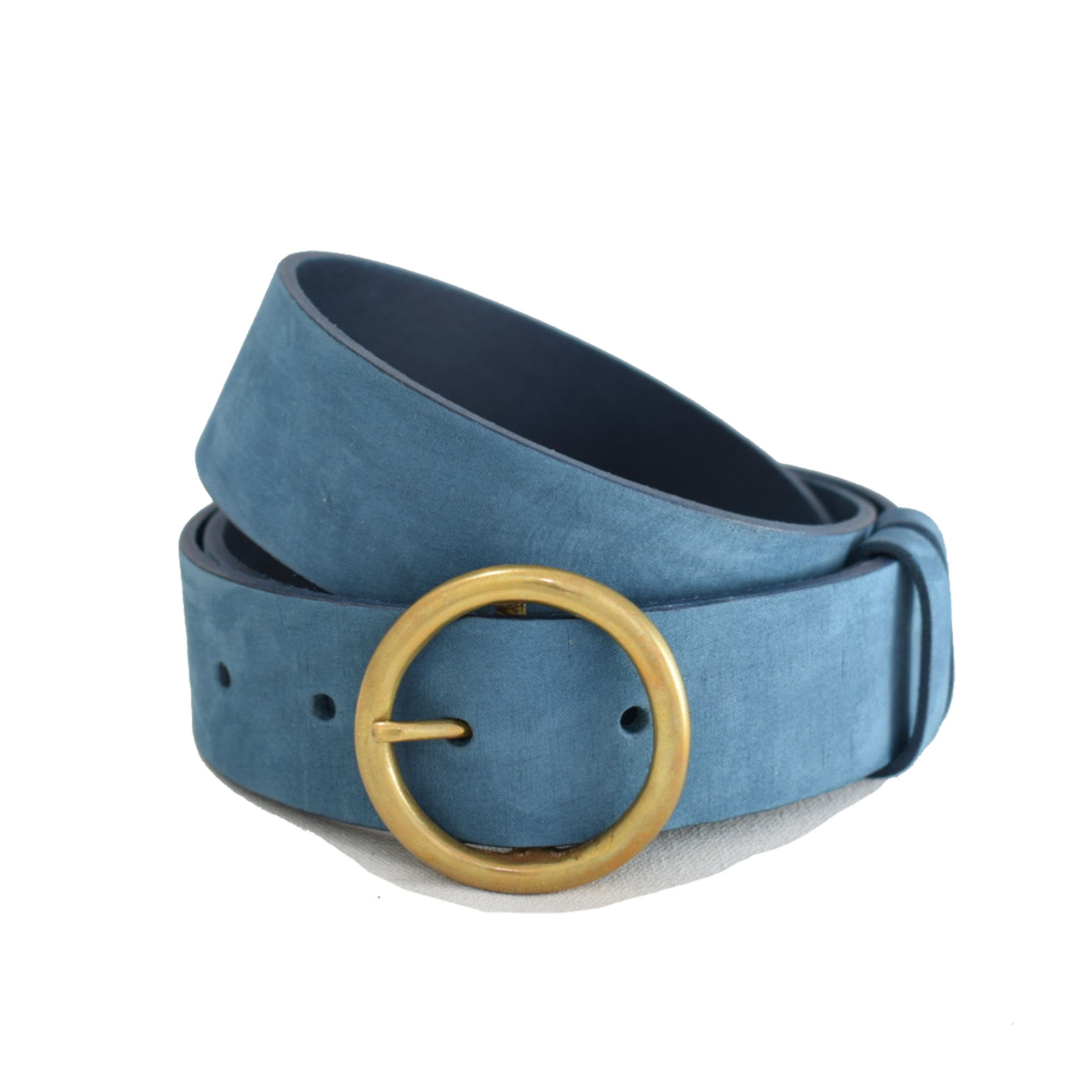 Brick Brown Nubuck Leather Belt With 