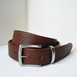 Thin Leather Belt In Brown - 1&quot; 1/4 - Handmade In UK - Matt Silver Buckle - Groomsmen - Brown Dress Belt - Suit Belt - Thin Mens Belt