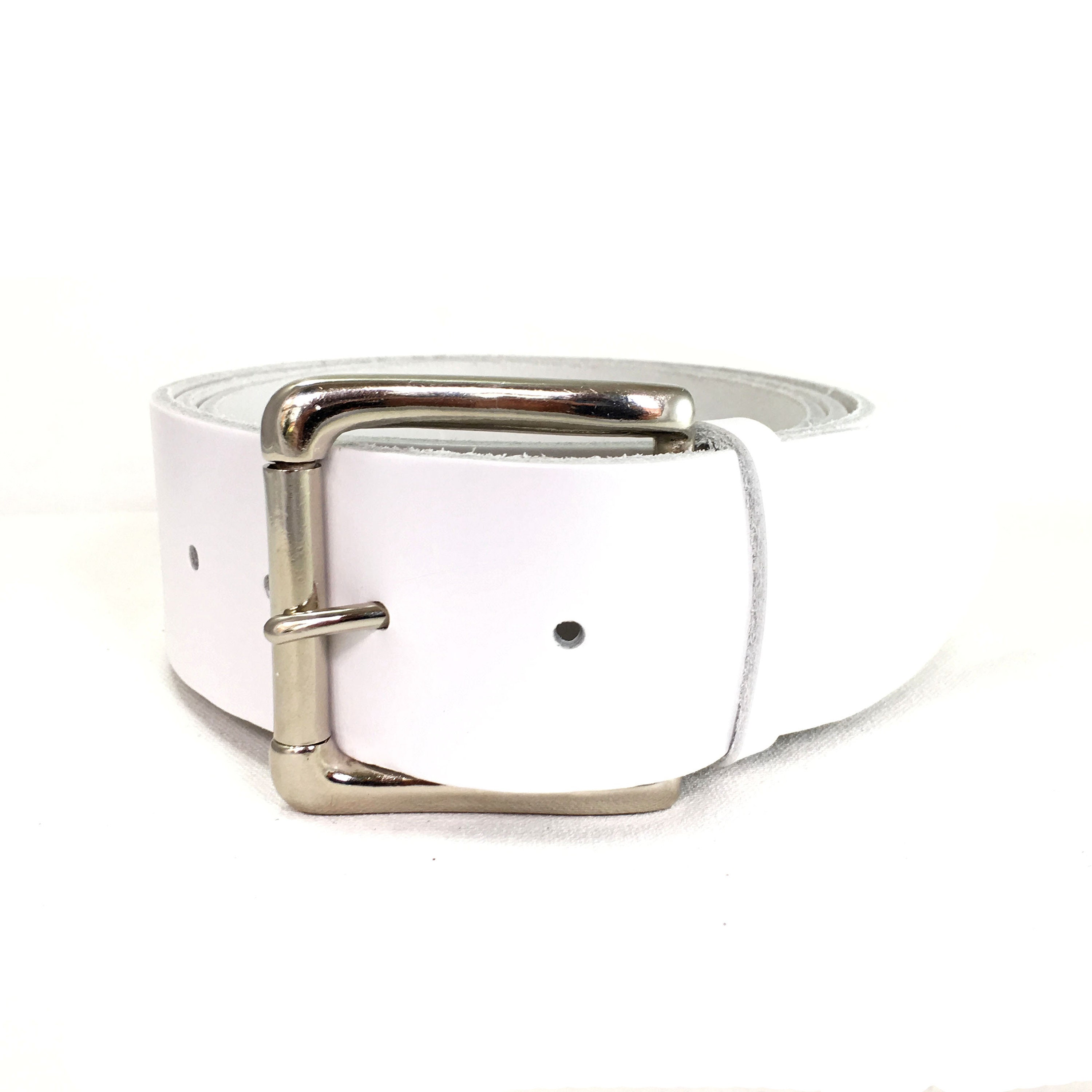 Wide Leather Belt - Handmade UK White Belt