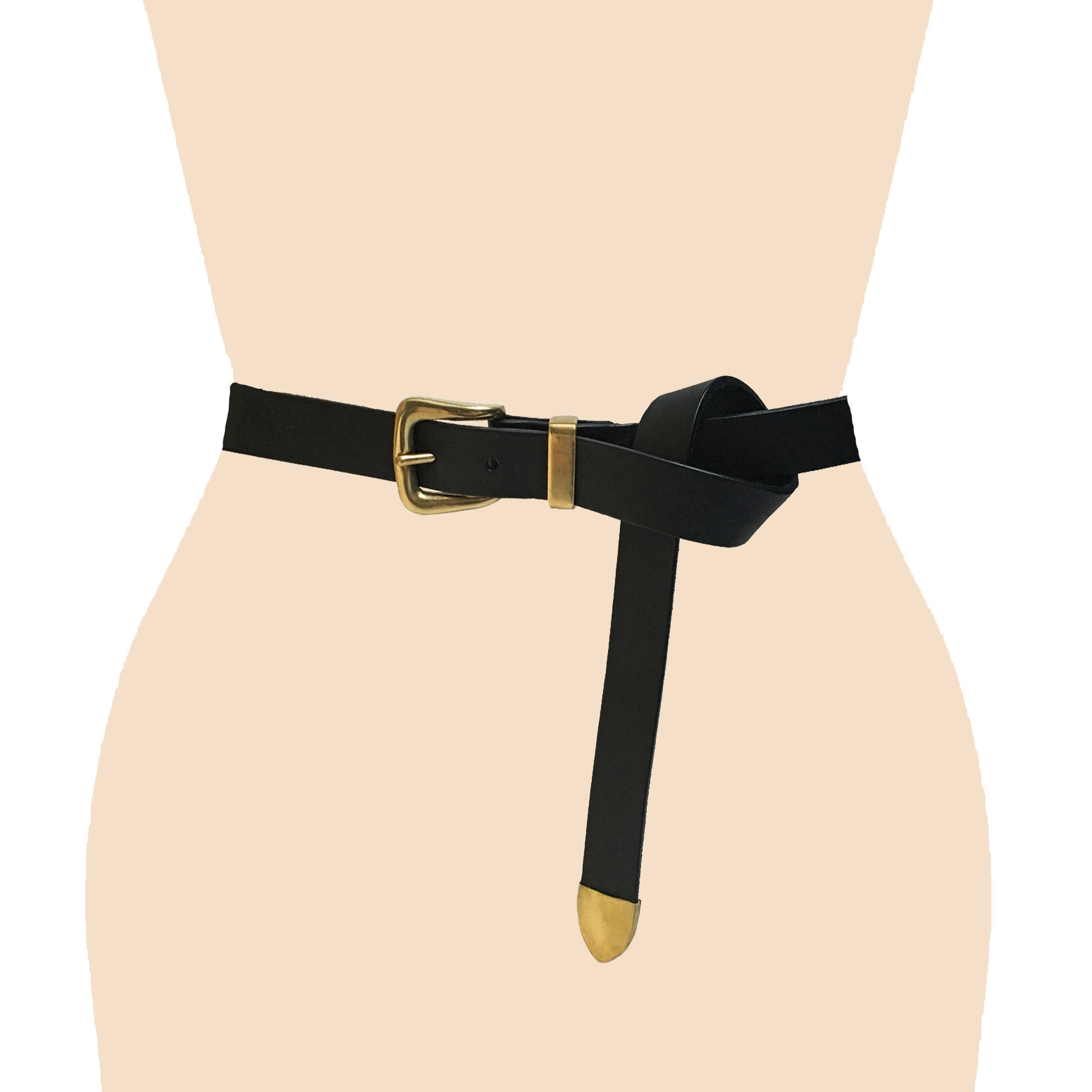 high waist belt for dresses Long - Wrap Around Knot Long Leather Belt - 1