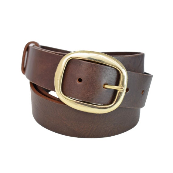 Oval Round Brass Belt Buckle Leather Belt 1 1/2 1.5 - Etsy