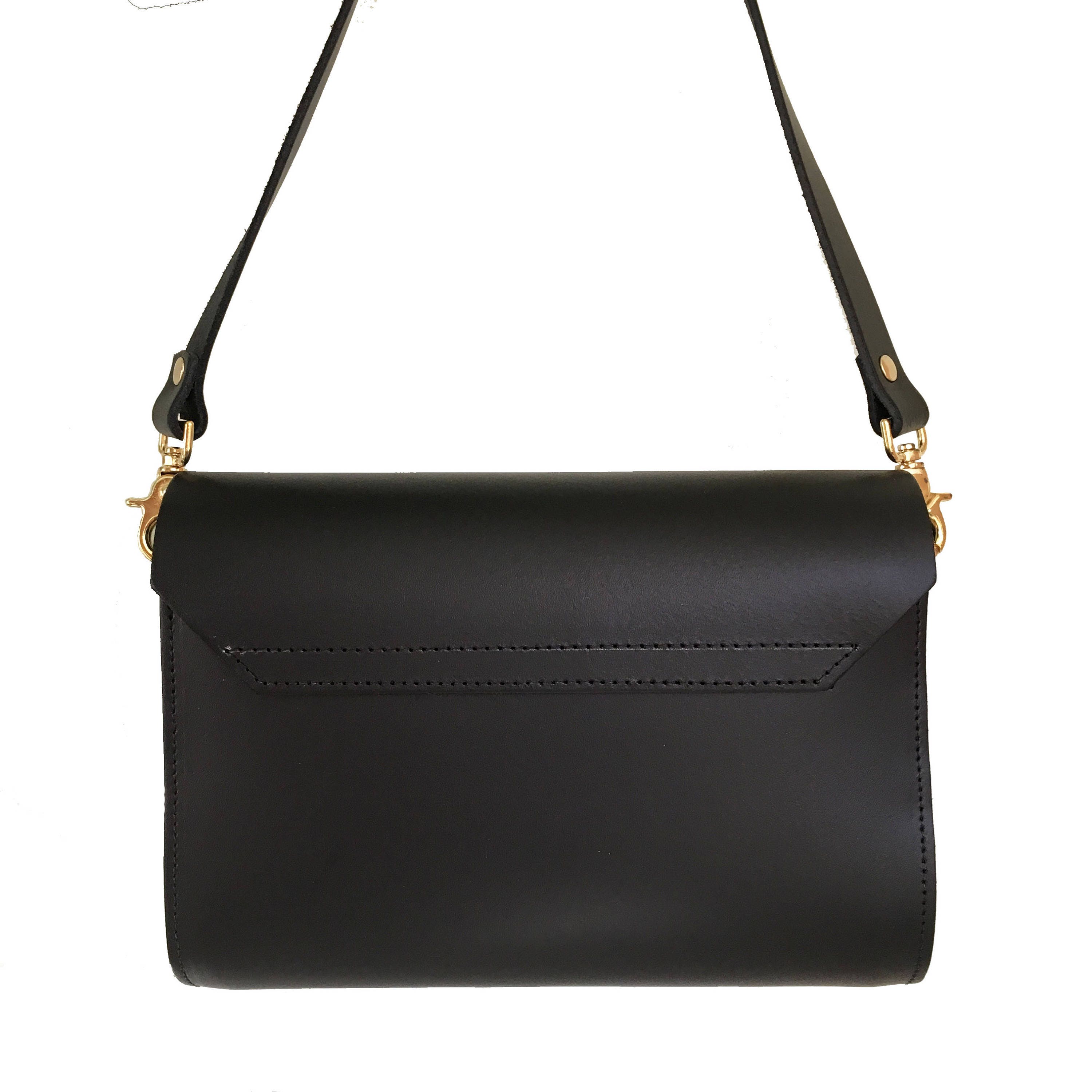 black faux leather clutch bag