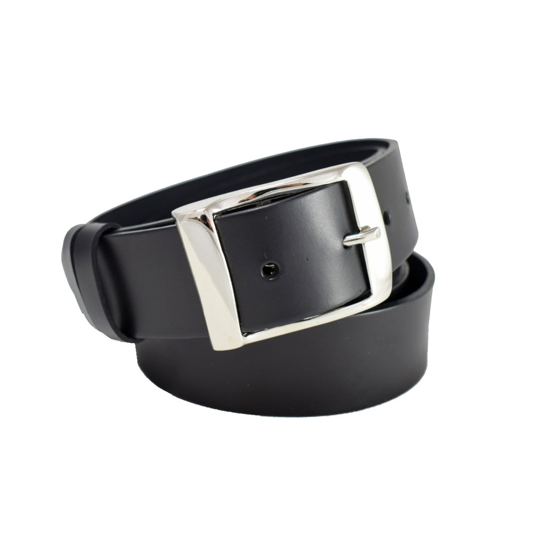 Smooth Black Leather Belt With Strong Buckle 1 1/2 - Etsy UK