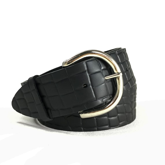 Genuine Crocodile wide belt with silver detail. Authentic Crocodile Skin Automatic Buckle Businessmen Belt  main image 4