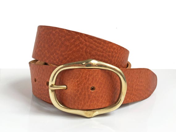 Black Leather Belt Gold Buckle - 1 1/2 display picture 3