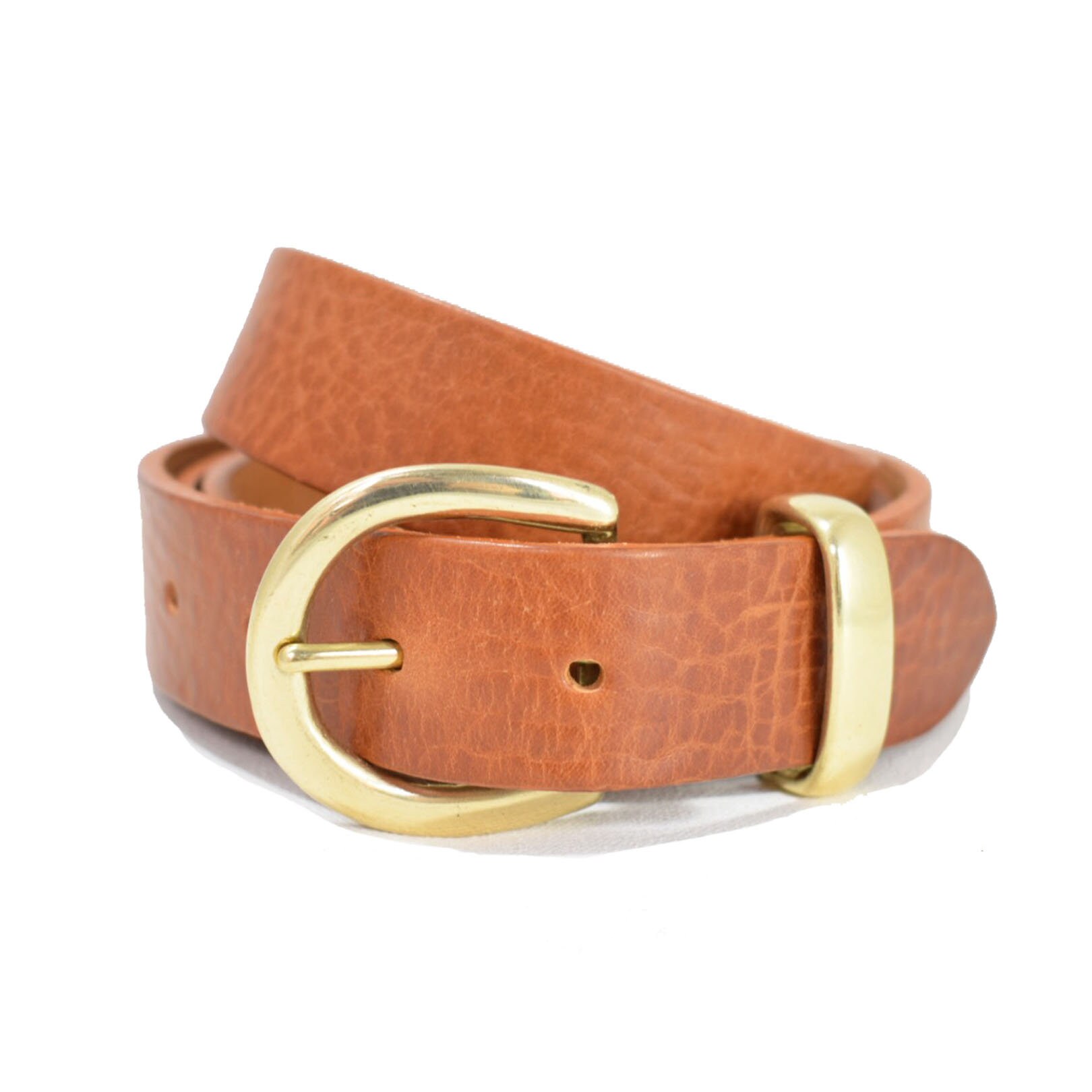Blue Leather Belt With Gold Buckle - 1