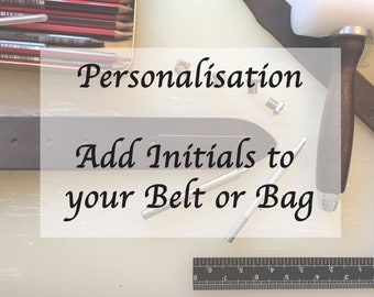 Personalisation on Belt or Bag - Personalised Belt - Initials on Belt - Name on Belt - Letters Embossed - Leather Engraving - Leather Belt