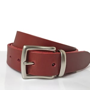 Burgundy Dress Belt - 1&quot; 1/4 - Handmade In UK - Silver Buckle - Groomsmen - Burgundy Mens Belt - Burgundy Belt - Thin Mens Belt